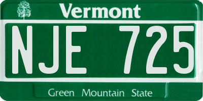 VT license plate NJE725