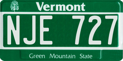 VT license plate NJE727