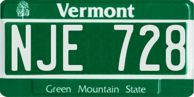 VT license plate NJE728
