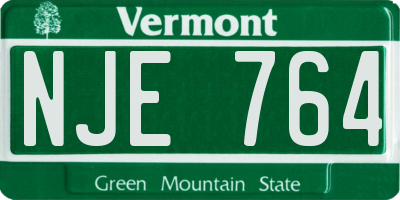 VT license plate NJE764