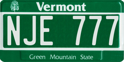 VT license plate NJE777