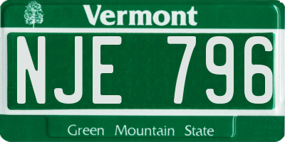 VT license plate NJE796