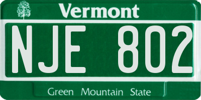 VT license plate NJE802