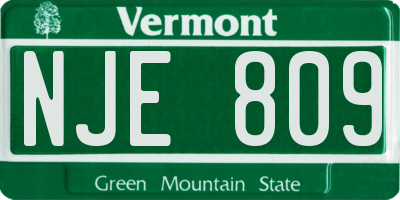 VT license plate NJE809