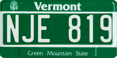 VT license plate NJE819