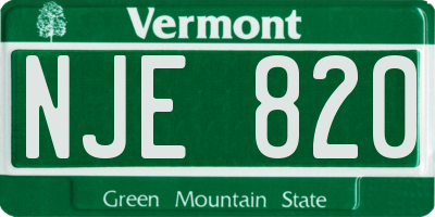 VT license plate NJE820