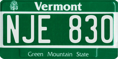 VT license plate NJE830