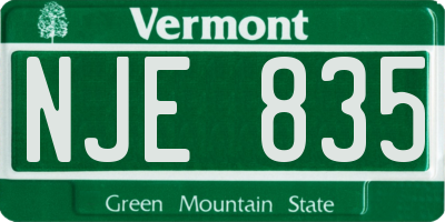 VT license plate NJE835