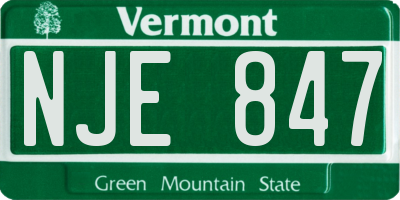 VT license plate NJE847