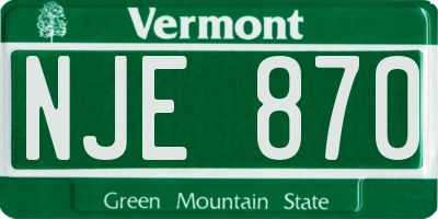 VT license plate NJE870