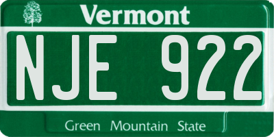 VT license plate NJE922