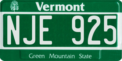 VT license plate NJE925