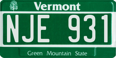 VT license plate NJE931