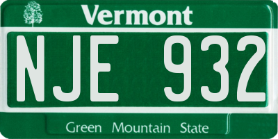 VT license plate NJE932