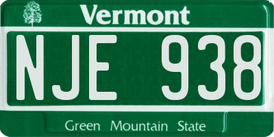 VT license plate NJE938