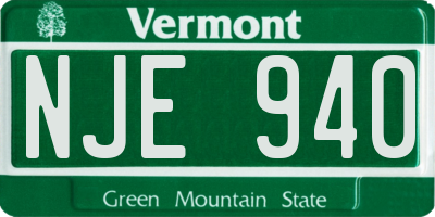 VT license plate NJE940