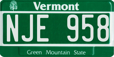 VT license plate NJE958