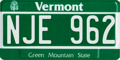 VT license plate NJE962