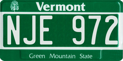 VT license plate NJE972