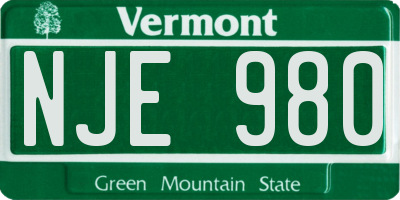 VT license plate NJE980