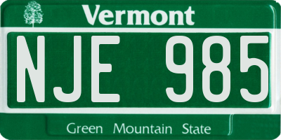 VT license plate NJE985