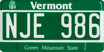 VT license plate NJE986