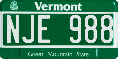 VT license plate NJE988