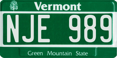 VT license plate NJE989