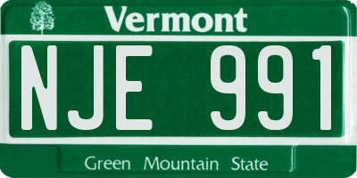 VT license plate NJE991