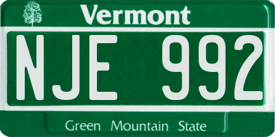 VT license plate NJE992