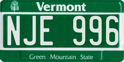VT license plate NJE996
