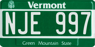 VT license plate NJE997
