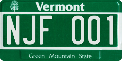 VT license plate NJF001