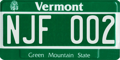 VT license plate NJF002