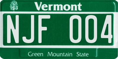 VT license plate NJF004