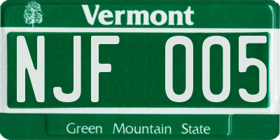 VT license plate NJF005