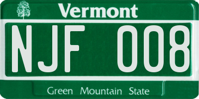 VT license plate NJF008