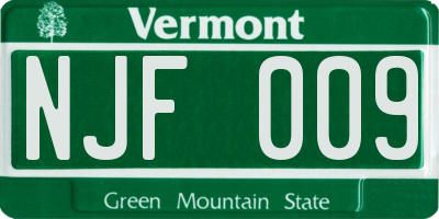 VT license plate NJF009