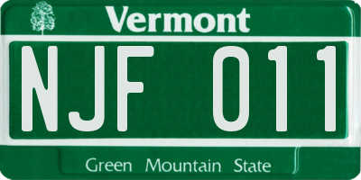 VT license plate NJF011