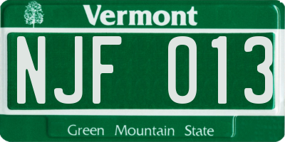 VT license plate NJF013