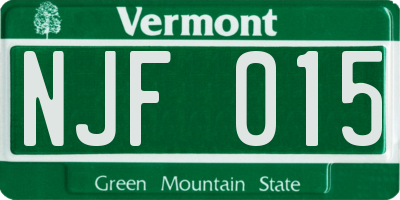 VT license plate NJF015