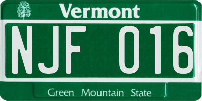 VT license plate NJF016