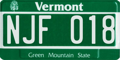 VT license plate NJF018