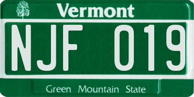 VT license plate NJF019