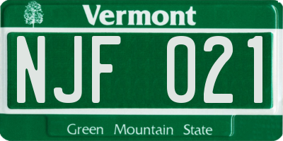 VT license plate NJF021