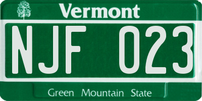VT license plate NJF023