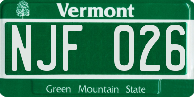 VT license plate NJF026