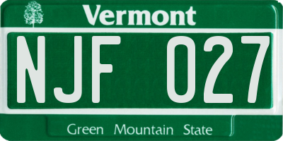 VT license plate NJF027