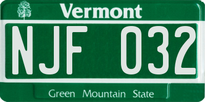 VT license plate NJF032