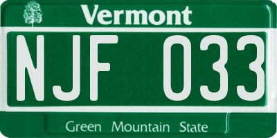 VT license plate NJF033